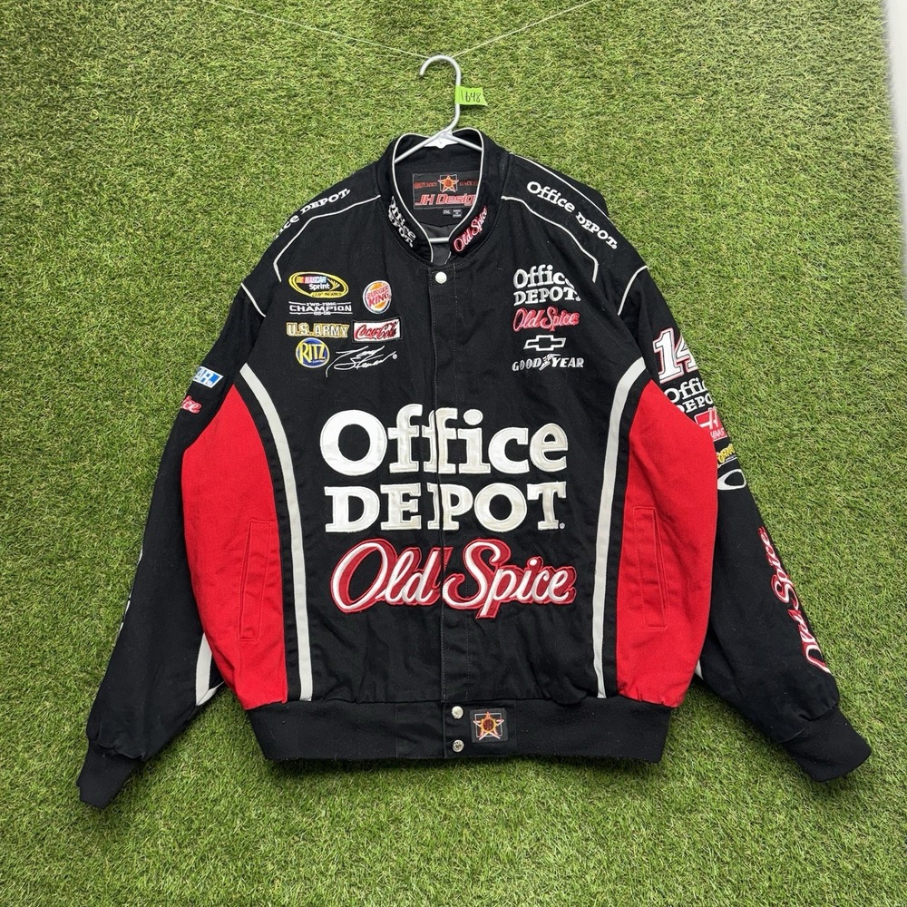 JH Design NASCAR Jacket Mens 2XL Haas Tony Stewart Office Depot Old Spice